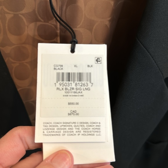 NWT Coach women’s XL Black Blazer with gold buttons inside lined w/Coach print - Picture 7 of 8